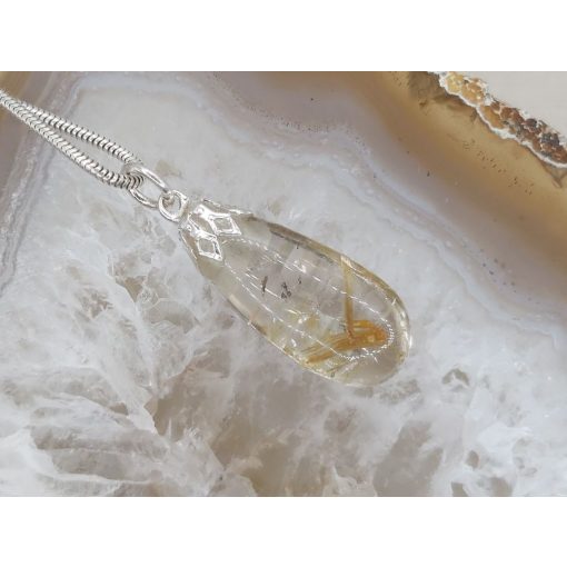 Rutilkvarc medál csepp alakú