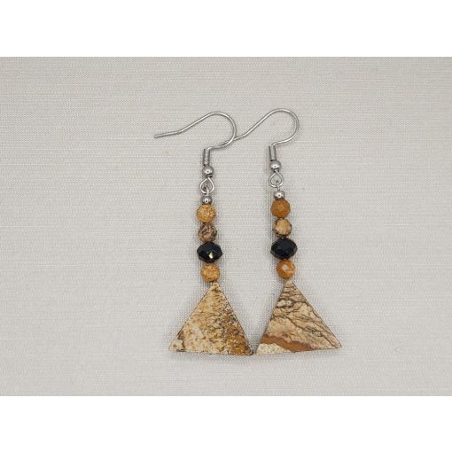 Tájkép jáspis formadíszített fülbevaló