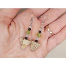 Tájkép jáspis formadíszített fülbevaló