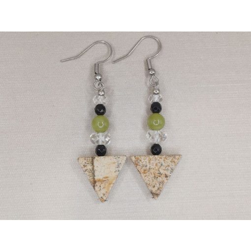 Tájkép jáspis formadíszített fülbevaló