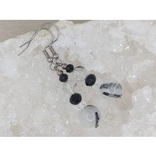 Fekete turmalinkvarc formadíszített füli