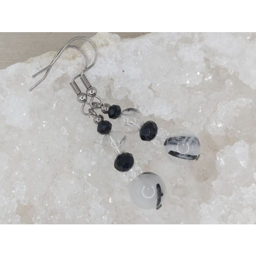 Fekete turmalinkvarc formadíszített füli