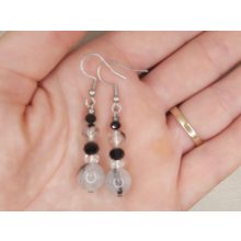 Fekete turmalinkvarc formadíszített füli