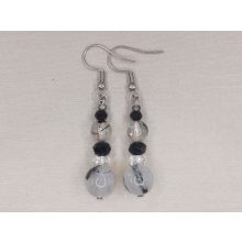 Fekete turmalinkvarc formadíszített füli