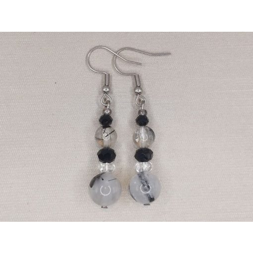 Fekete turmalinkvarc formadíszített füli