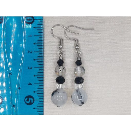 Fekete turmalinkvarc formadíszített füli